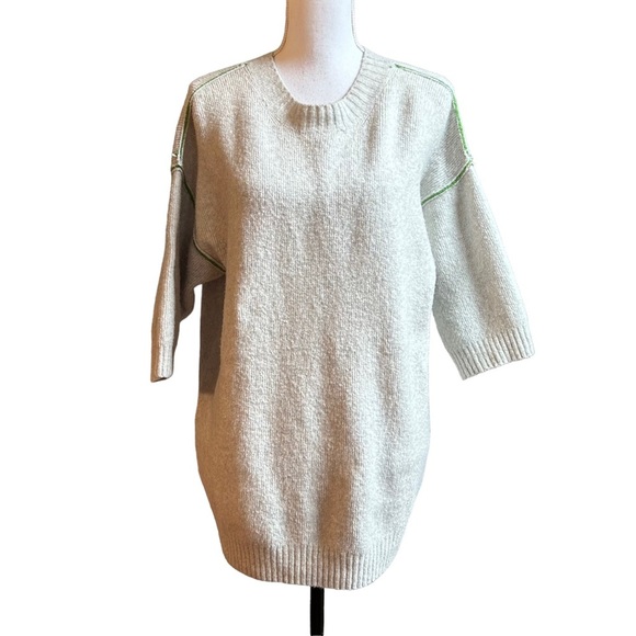 Anthropologie MOTH Exposed Seam Oversized Wool Blend Crewneck Sweater Sz XS Fall - Picture 1 of 9